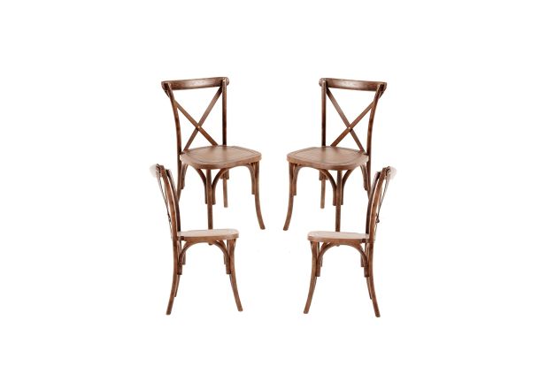 Pack 4 Sillas Cross Polipropileno efecto Madera