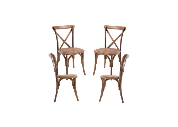 Pack 4 Sillas Cross Polipropileno efecto Madera