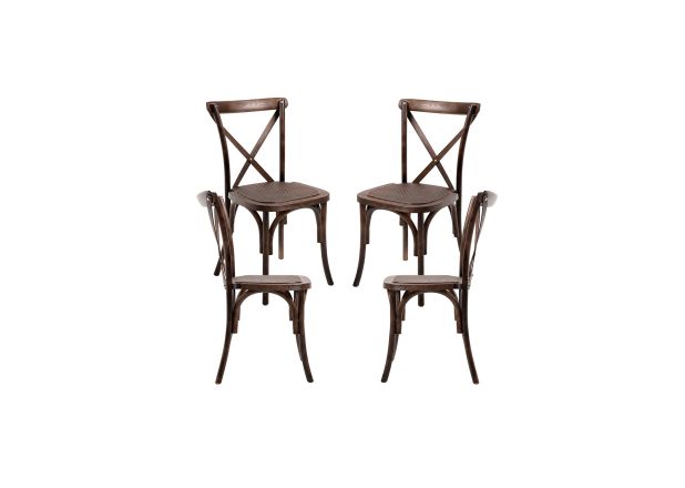 Pack 4 Sillas Cross Polipropileno efecto Madera