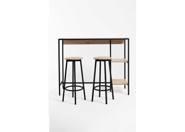 Set Bar Mesa Alta + 2 Taburetes Kunlo