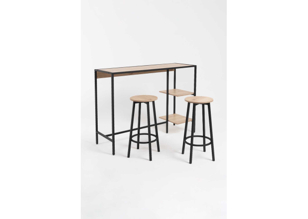 Set Bar Mesa Alta + 2 Taburetes Kunlo