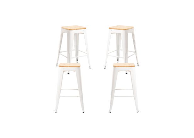 Pack 4 Taburetes Meyer Bajos Madera Natural - Packs Taburetes Bajos