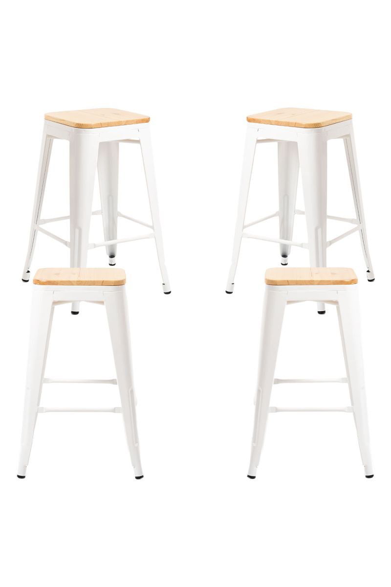 Pack 4 Taburetes Meyer Bajos Madera Natural - Packs Taburetes Bajos