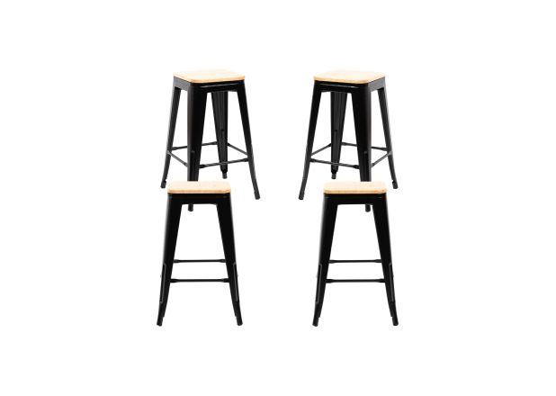 Pack 4 Taburetes Meyer Bajos Madera Natural - Packs Taburetes Bajos
