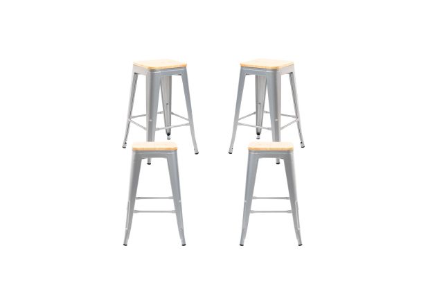 Pack 4 Taburetes Meyer Bajos Madera Natural - Packs Taburetes Bajos