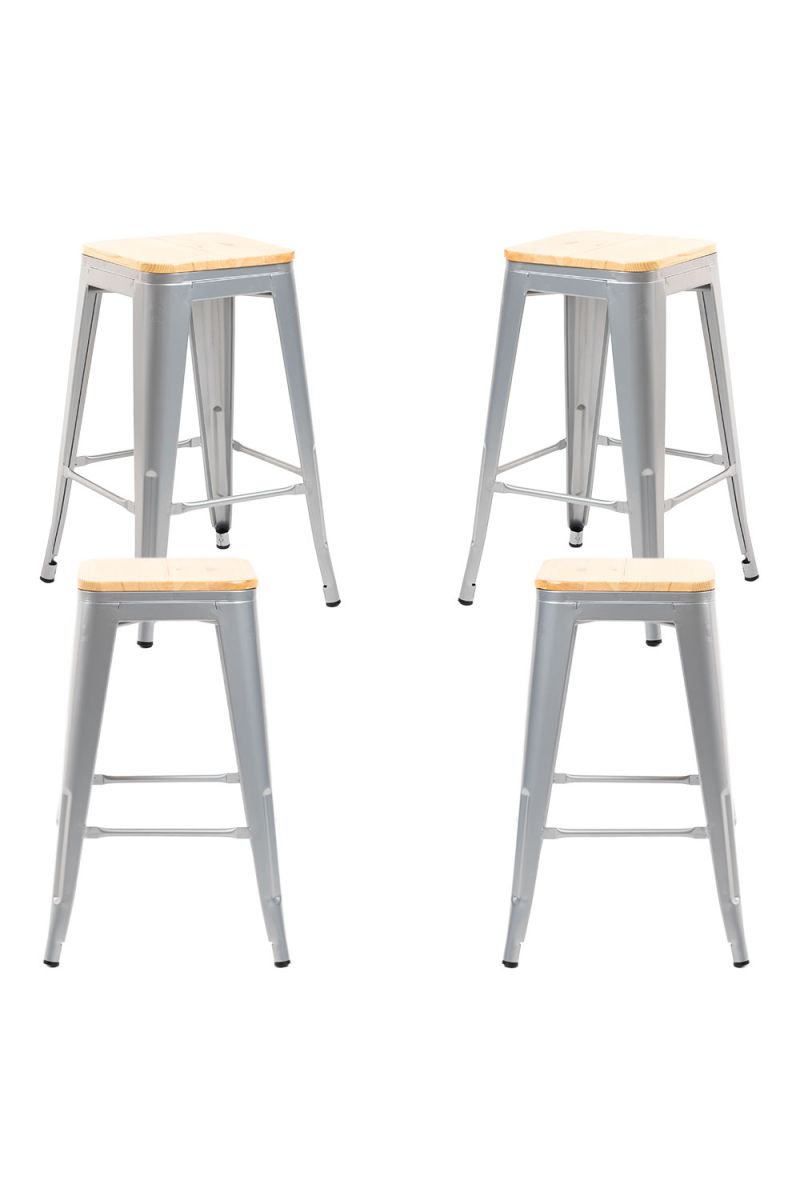 Pack 4 Taburetes Meyer Bajos Madera Natural - Packs Taburetes Bajos