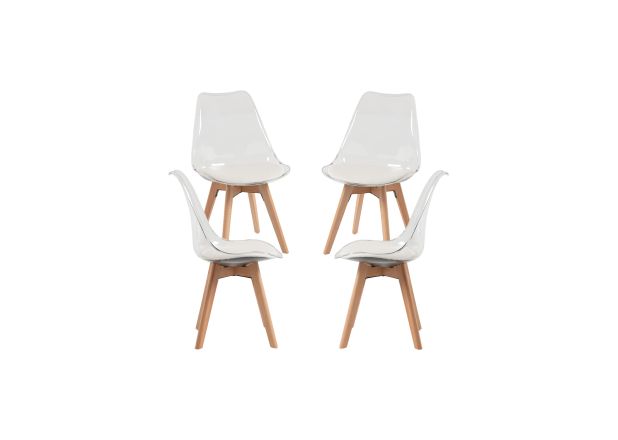 Pack 4 Sillas Mona Transparente Asiento