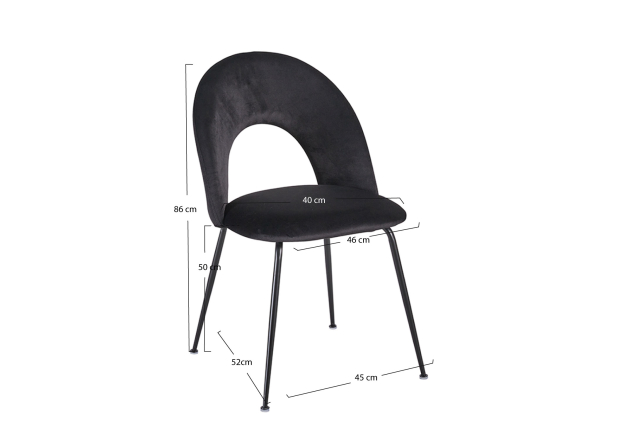 Pack 4 Sillas Wedan Black Terciopelo