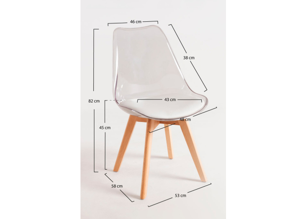Pack 4 Sillas Mona Transparente Asiento