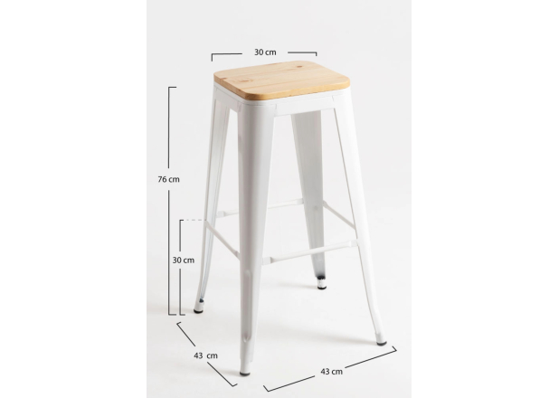 Pack 4 Taburetes Meyer Altos Madera Natural