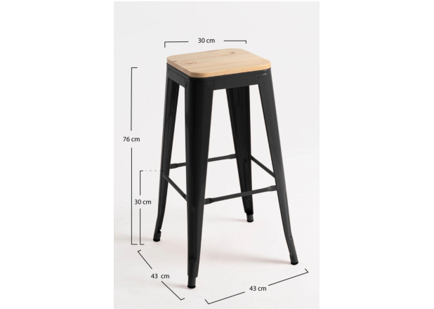 Pack 4 Taburetes Meyer Altos Madera Natural