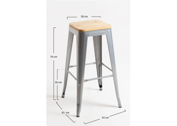 Pack 4 Taburetes Meyer Altos Madera Natural