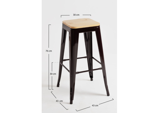 Pack 4 Taburetes Meyer Altos Madera Natural