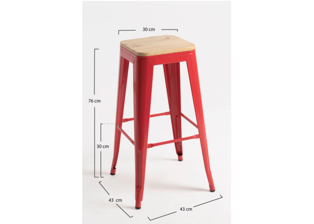 Pack 4 Taburetes Meyer Altos Madera Natural