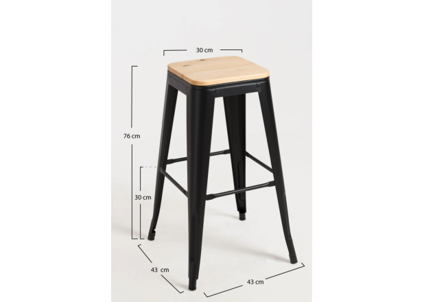 Pack 4 Taburetes Meyer Altos Madera Natural