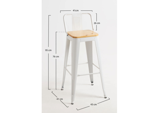 Pack 4 Taburetes Meyer Respaldo Madera Natural