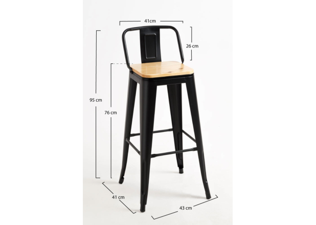 Pack 4 Taburetes Meyer Respaldo Madera Natural