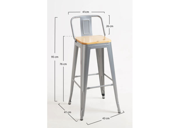 Pack 4 Taburetes Meyer Respaldo Madera Natural