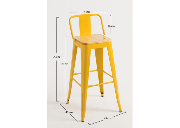 Pack 4 Taburetes Meyer Respaldo Madera Natural