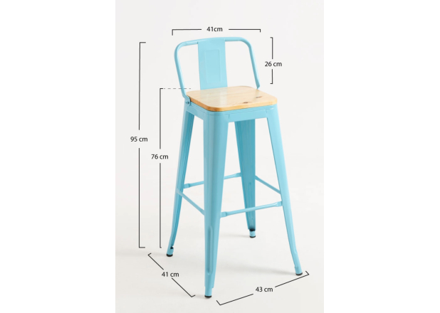 Pack 4 Taburetes Meyer Respaldo Madera Natural