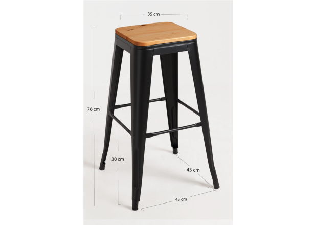 Taburete Meyer Alto Madera Natural