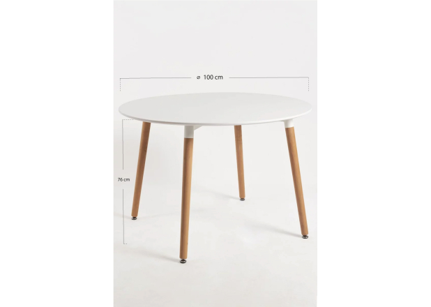Mesa Nera Redonda 100 cm Blanca