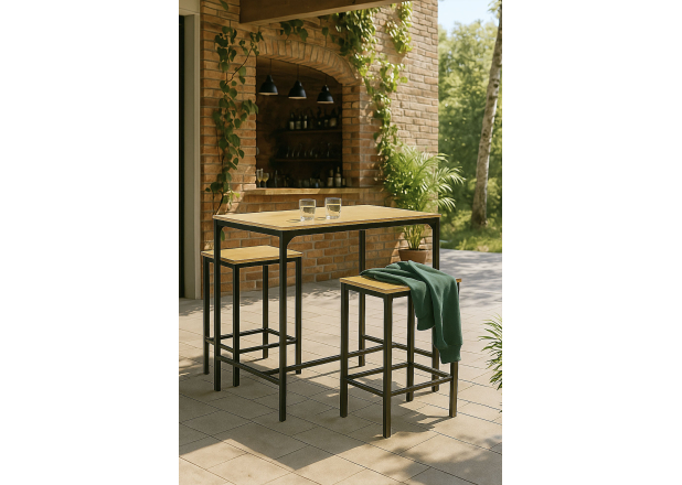 Conjunto Mesa Alta + 2 Taburetes Bar Narme