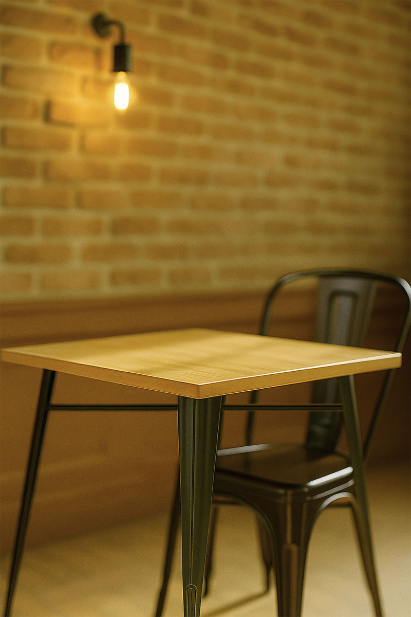 Mesa Meyer Cuadrada Madera Natural 80 cm - Mesas Hostelería
