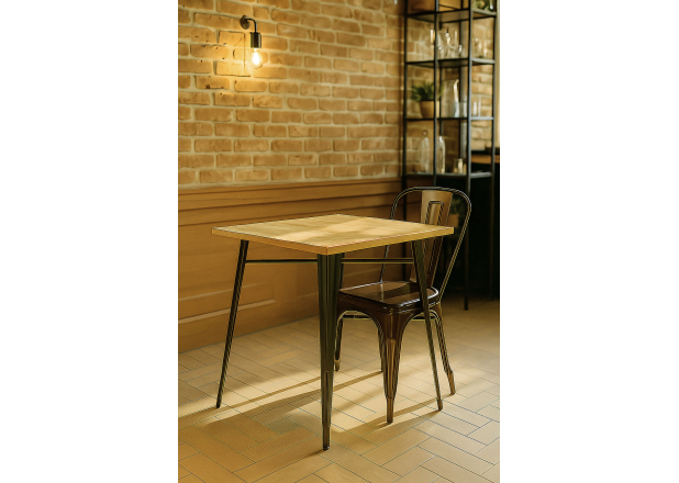 Mesa Meyer Cuadrada Madera Natural 80 cm - Mesas Hostelería