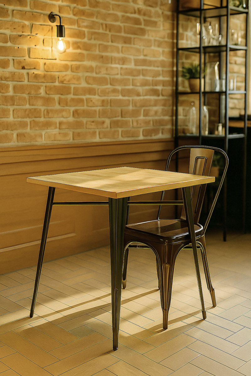 Mesa Meyer Cuadrada Madera Natural 80 cm - Mesas Hostelería
