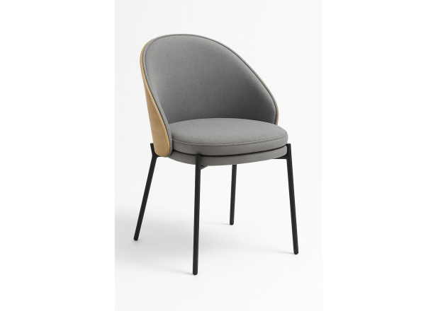 Silla Kosmo Tela Gris con Respaldo Tapizado en Madera