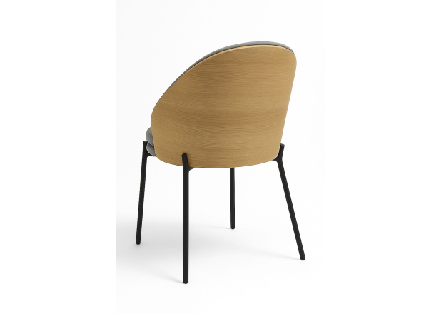 Silla Kosmo Tela Gris con Respaldo Tapizado en Madera