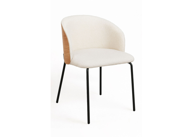 Silla Aglia Tela Blanca con Respaldo Tapizado en Madera