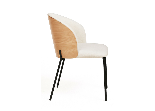 Silla Aglia Tela Blanca con Respaldo Tapizado en Madera