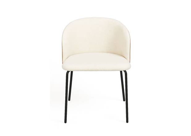 Silla Aglia Tela Blanca con Respaldo Tapizado en Madera