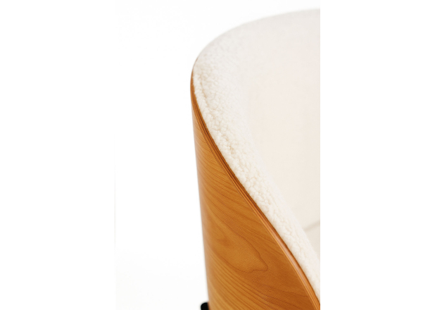 Silla Aglia Tela Blanca con Respaldo Tapizado en Madera