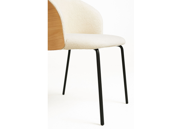 Silla Aglia Tela Blanca con Respaldo Tapizado en Madera
