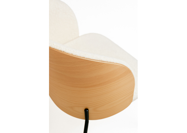 Silla Aglia Tela Blanca con Respaldo Tapizado en Madera