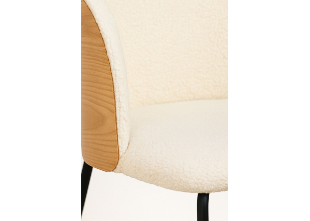 Silla Aglia Tela Blanca con Respaldo Tapizado en Madera