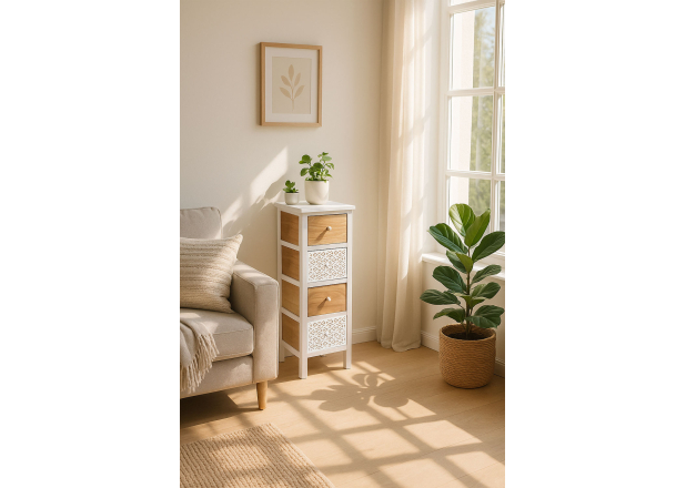 Cómoda Estreita Lanosy 4 Gavetas