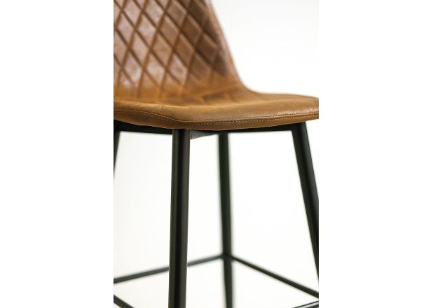 Banco Leo Preto Pele Sintética Diamante Castanho