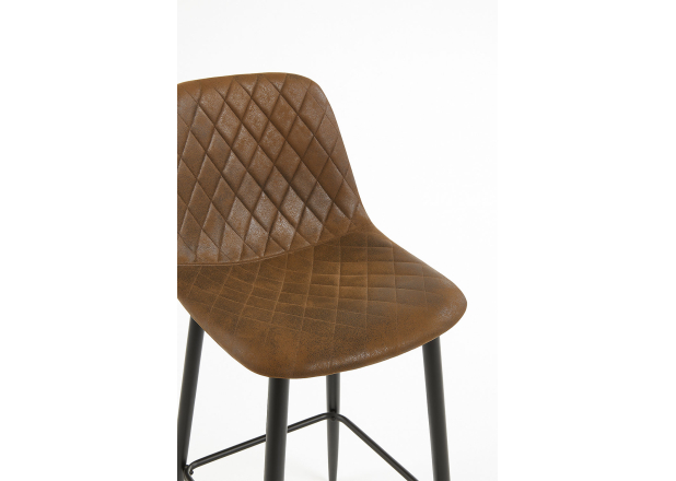 Banco Leo Preto Pele Sintética Diamante Castanho