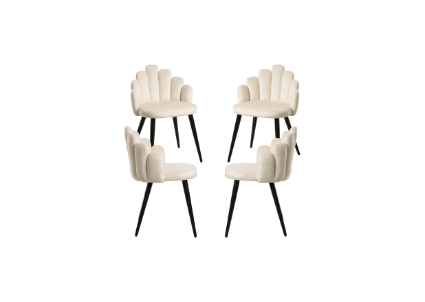 Pack 4 Cadeiras Hanpe Veludo Pernas Pretas