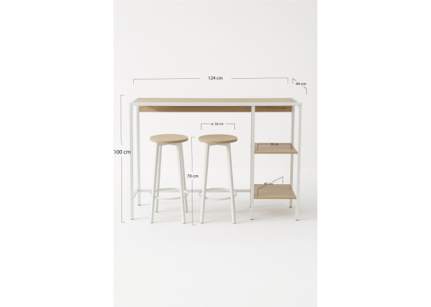 Set Bar Mesa Alta + 2 Taburetes Kunlo