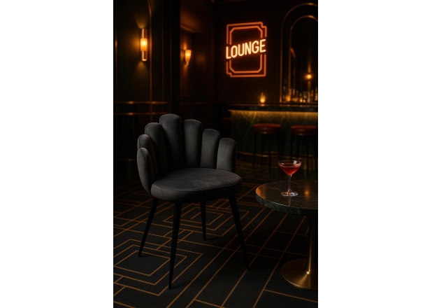 Silla Hanpe Terciopelo Patas Negras