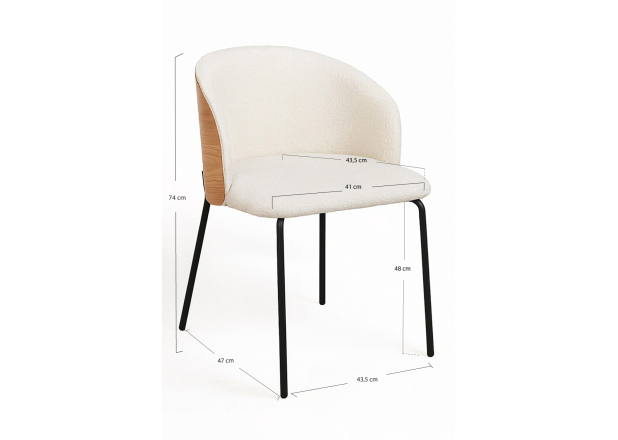 Silla Aglia Tela Blanca con Respaldo Tapizado en Madera