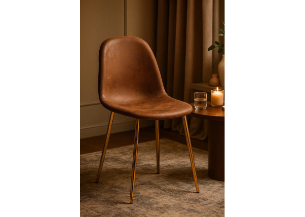 Silla Golden Leo Polipiel Marrón Vintage