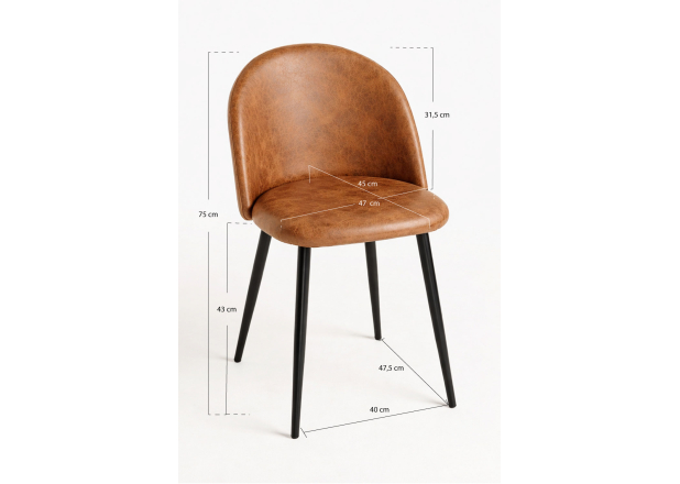 Silla Black Leo Polipiel Vintage