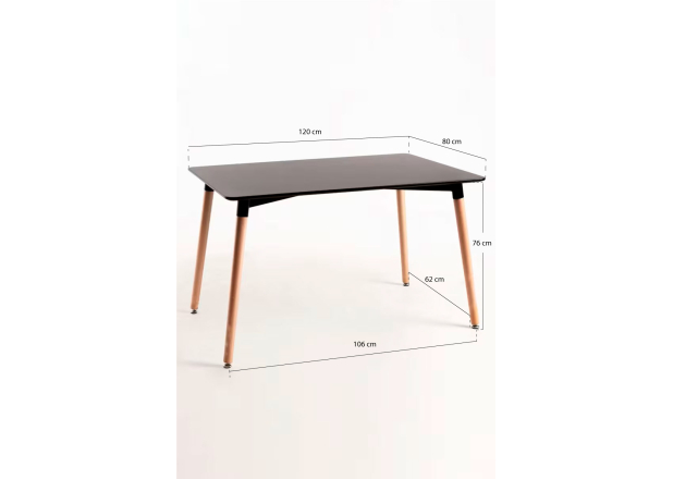 Mesa Nera Retangular 120 x 80 cm