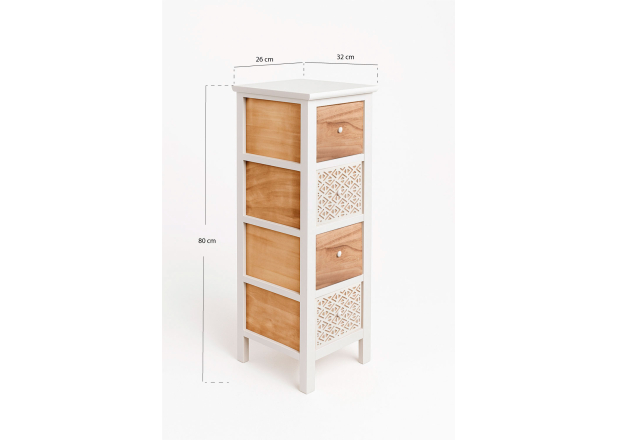 Cómoda Estreita Lanosy 4 Gavetas